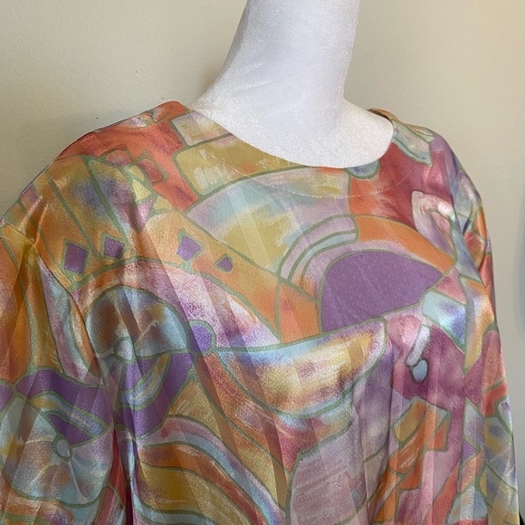 Vintage top notch colorful top with shoulder pads - Picture 6 of 9